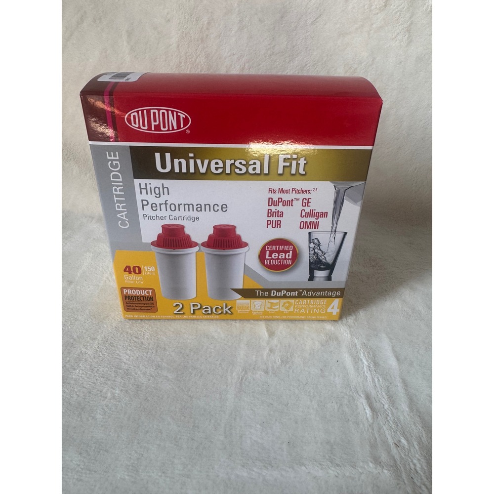 DuPont Universal Water Pitcher Filter 2 Pack White New WFPTC102NR Lead Reduction